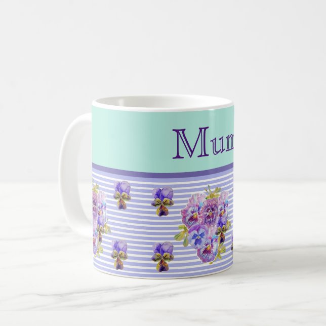 Mug Fleur de Pansy Aqua Frappe Fleur de Fleurs Fleurs  (Devant gauche)