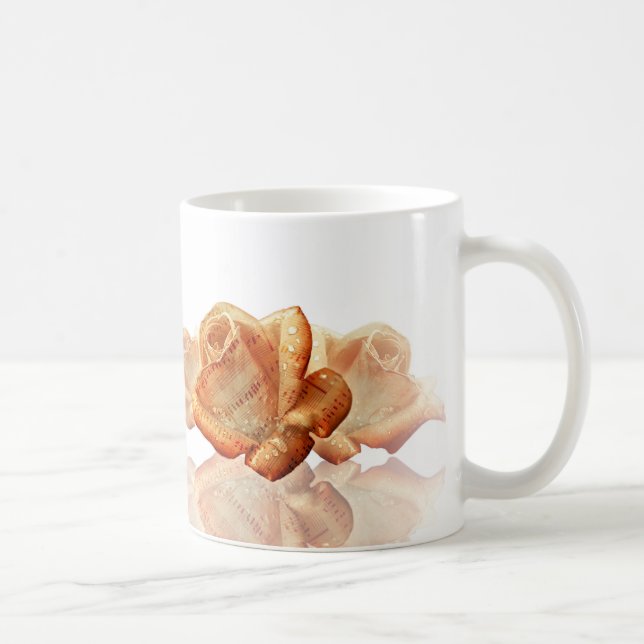Mug Fleur de Rose corail avec Partition (Droite)