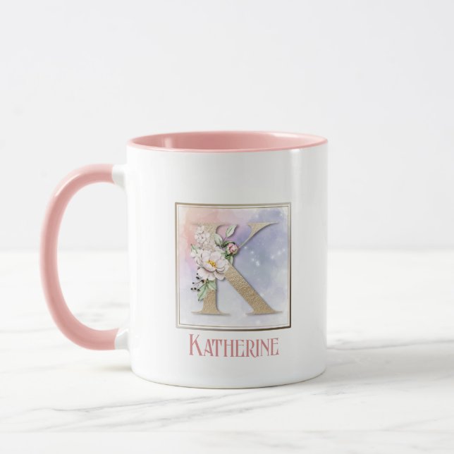 Mug Fleur de Rose Monogramme K (Gauche)