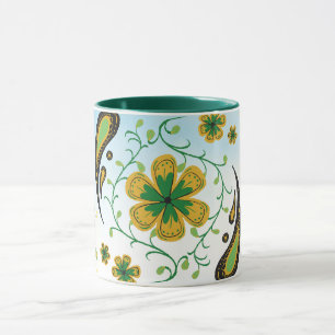Mug Fleur de Taiji – Art floral vert et jaune