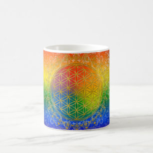 Mug Fleur de vie - Ornement Arc-en-ciel or