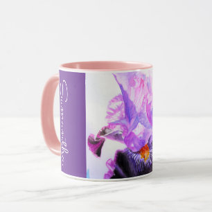 Mug Fleur d'Iris Violet Aquarelle Femme Irises 
