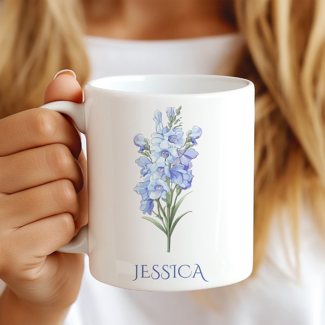 Mug Fleur du mois de juillet Blue Delphinium (Créateur téléchargé)
