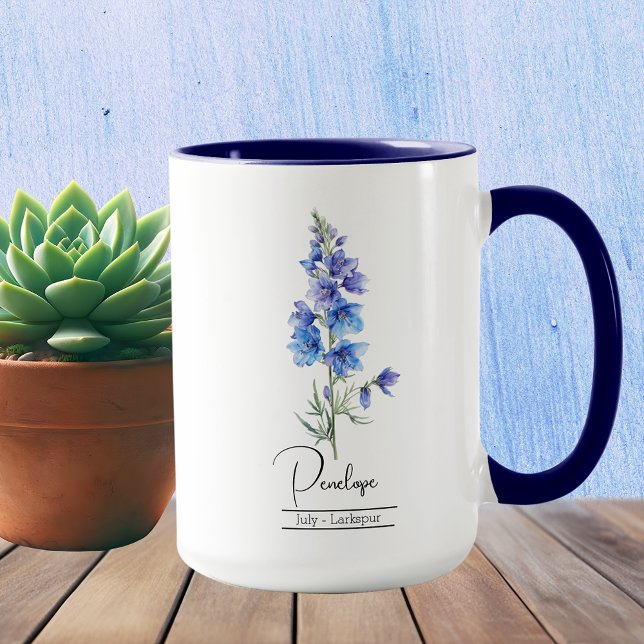 Mug Fleur du mois de naissance Juillet Larkspur (Créateur téléchargé)
