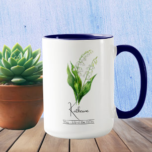 Mug Fleur du mois de naissance mai Lys de la vallée