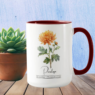Mug Fleur du mois de naissance novembre Chrysanthème