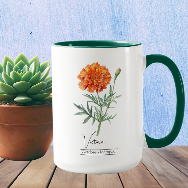 Mug Fleur du mois de naissance Octobre Marigold (Créateur téléchargé)