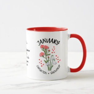 Mug Fleur du mois de naissance personnalisée JANVIER