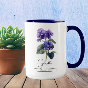 Mug Fleur du mois de naissance Violet févré