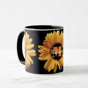 Mug Fleur élégante de marguerite de monogramme d'ast