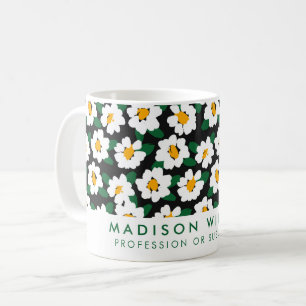 Mug Fleur Faisée Blanc Personnalisé   Nom personna