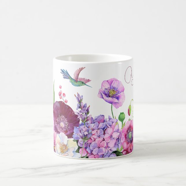 Mug Fleur fleurie photo nom personnalisé (Centre)