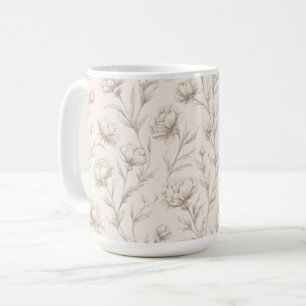 Mug Fleur Florale Crème Marron Cacao