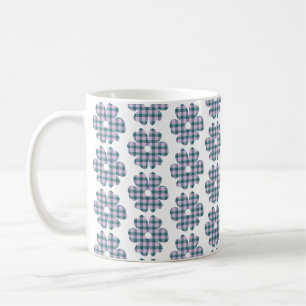 Mug Fleur Forme Carreaux Rose Turquoise