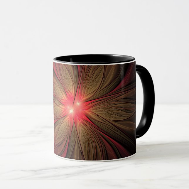 Mug Fleur fractale de fansy rouge (Devant droit)
