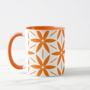Mug Fleur géométrique orange moderne du milieu du sièc