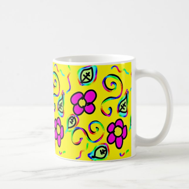 Mug fleur jaune heureux (Droite)