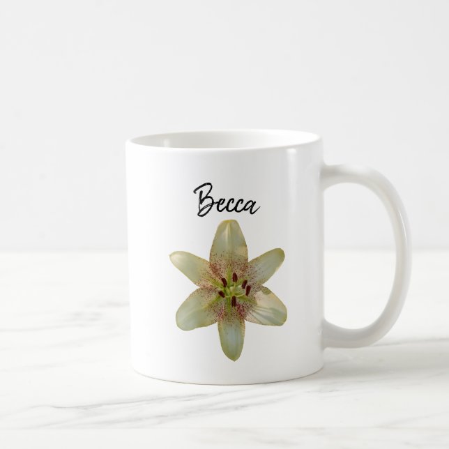 Mug Fleur Lily Jaune Spectrée Personnalisée (Droite)