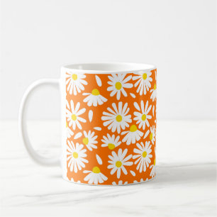 Mug Fleur marguerite rétro : orange vintage.