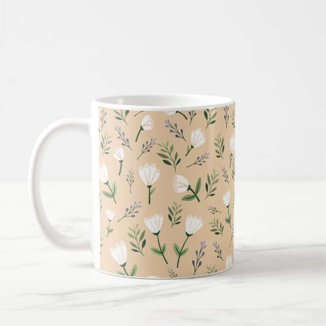 Mug Fleur moderne blanche (Gauche)