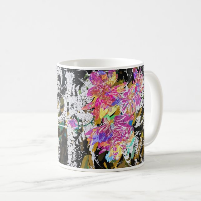 Mug Fleur numérique rose Abstraite - Art Floral modern (Devant droit)