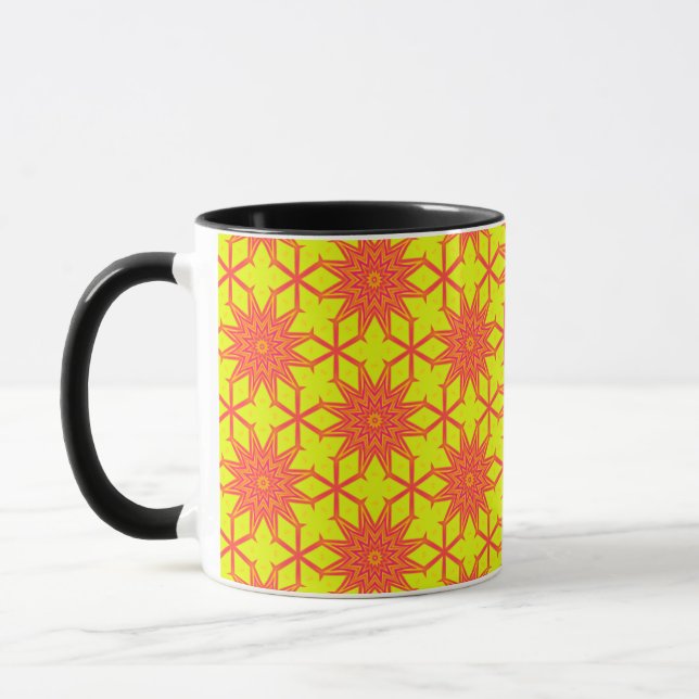 Mug Fleur Orange Starburst Sur Jaune (Gauche)