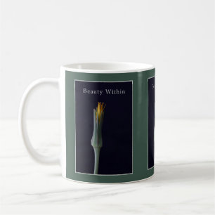Mug Fleur personnalisée Olive Green et Jaune Elégant