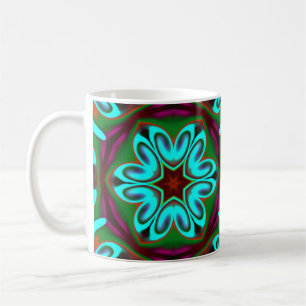Mug Fleur psychédélique hippie bleu vert et violet