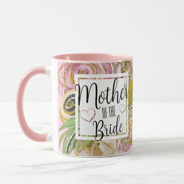 Mug Fleur Rose Gold Mère de la Mariée (Gauche)