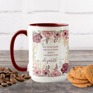 Mug Fleur rose pastel élégante Proverbes 31 