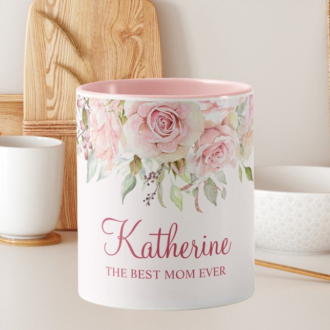 Mug Fleur Rose Pastel Floral La Meilleure Maman Jamais (In situ)