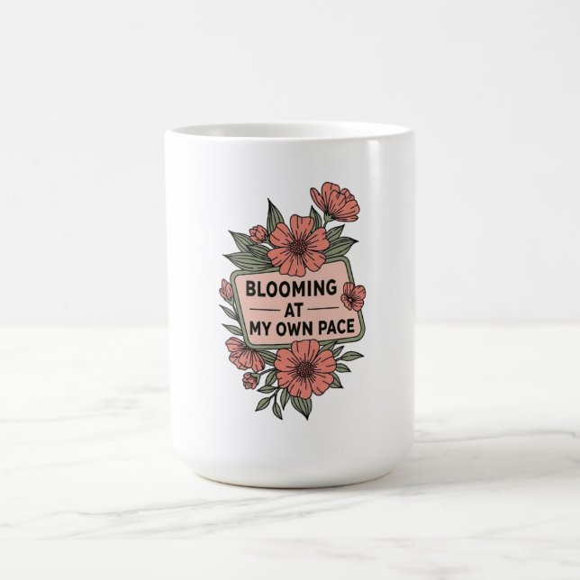 Mug Fleur rose rétro fleurit à mon rythme (Centre)