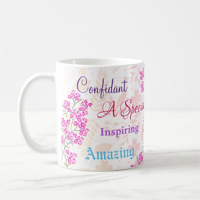 Mug Fleur rose Soeur spéciale coeur réfléchi (Gauche)