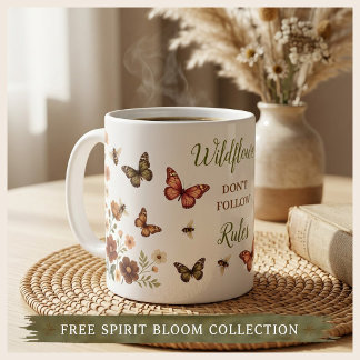 Mug Fleur sauvage bohème floral papillon abeille inspi
