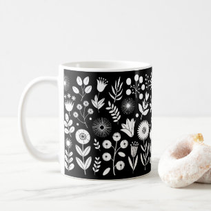Mug Fleur sauvage Boho noir et blanc