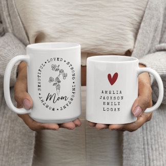 Mug Fleur sauvage de la fête des mères Maman Mama Noms