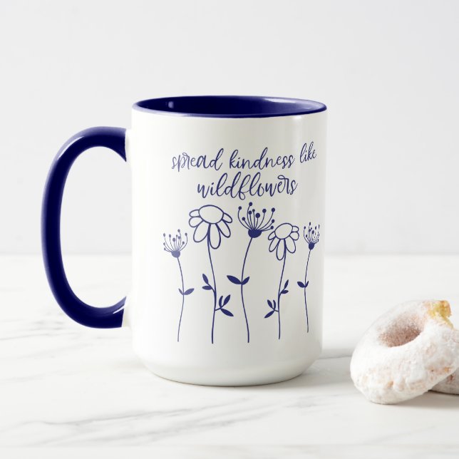 Mug Fleur sauvage Étalage Kindness Inspiration (Avec donut)