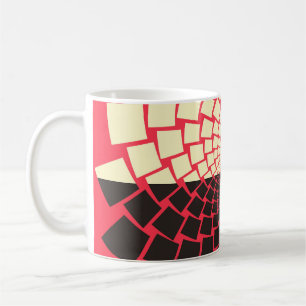Mug Fleur stylisée : noir rouge ivoire