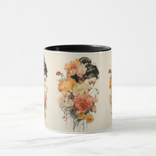 Mug Fleur vintage et femme