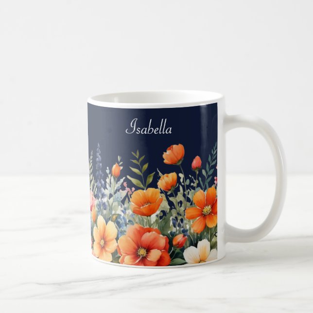 Mug Fleuron Où Vous Êtes Plantée Fleurie Bleue Marine (Droite)
