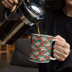 Mug Fleurs 3D orange et vert