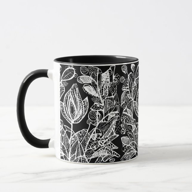 Mug Fleurs à fond noir (Gauche)