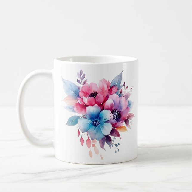 Mug Fleurs à l'aquarelle conception florale (Gauche)