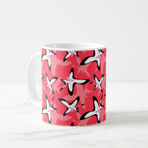 Mug Fleurs abstraites modernes roses noires 