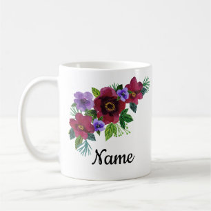 Mug Fleurs aquarelle brillante romantique couronne flo