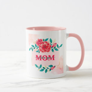 Mug Fleurs Aquarelle Élégantes "MAMAN JE T'AIME" Mère