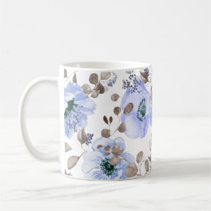 Mug Fleurs Aquarelles Bleues Chic