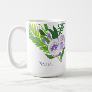 Mug Fleurs aquarelles violettes à la main