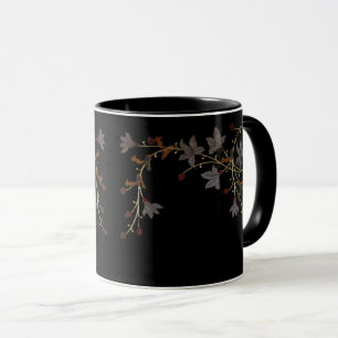 Mug Fleurs Art Déco sur fond noir