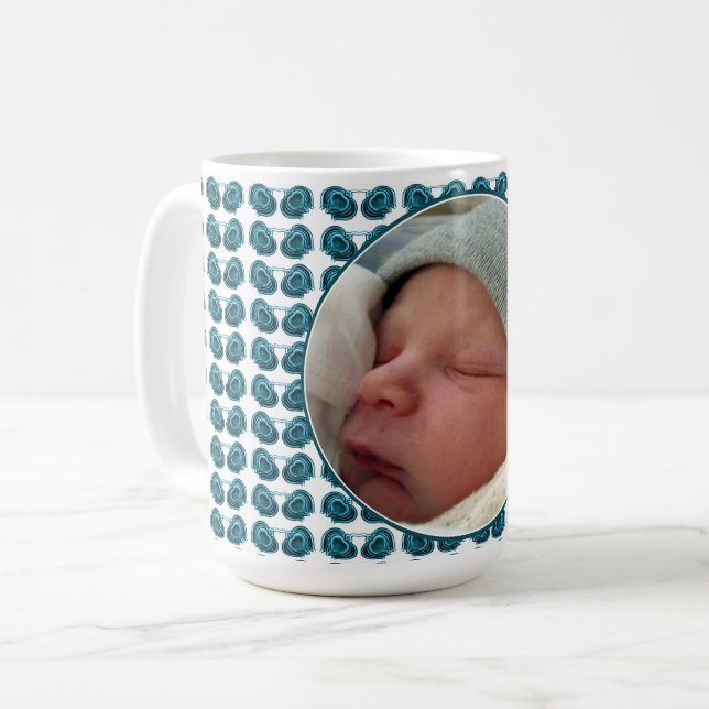 Mug Fleurs Art Nouveau en bleu (Devant gauche)